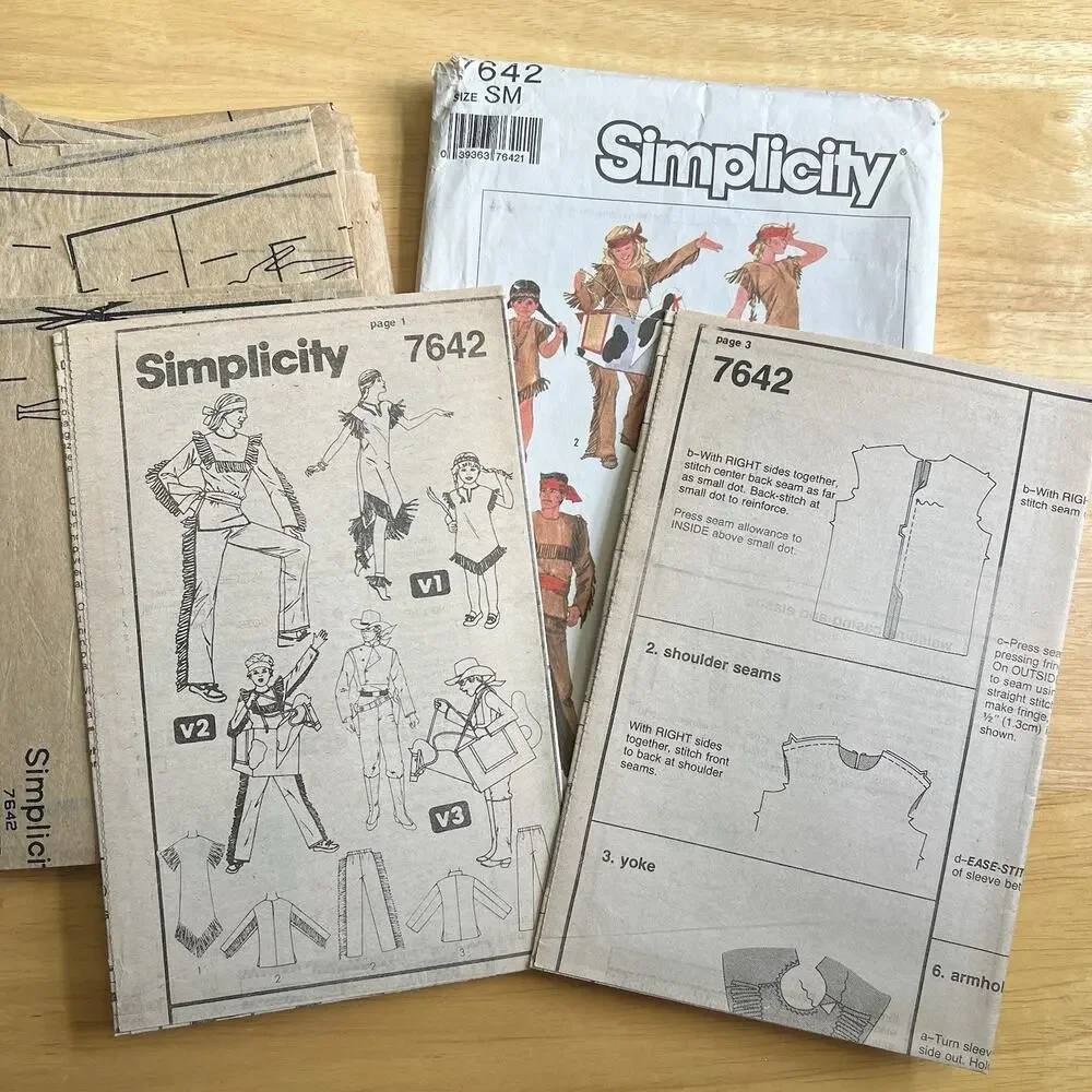 Vintage 1986 Simplicity Sewing Patterns 7642 Lone Ranger Costumes Small